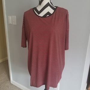 Lularoe slinky Irma tunic top pink/black striped